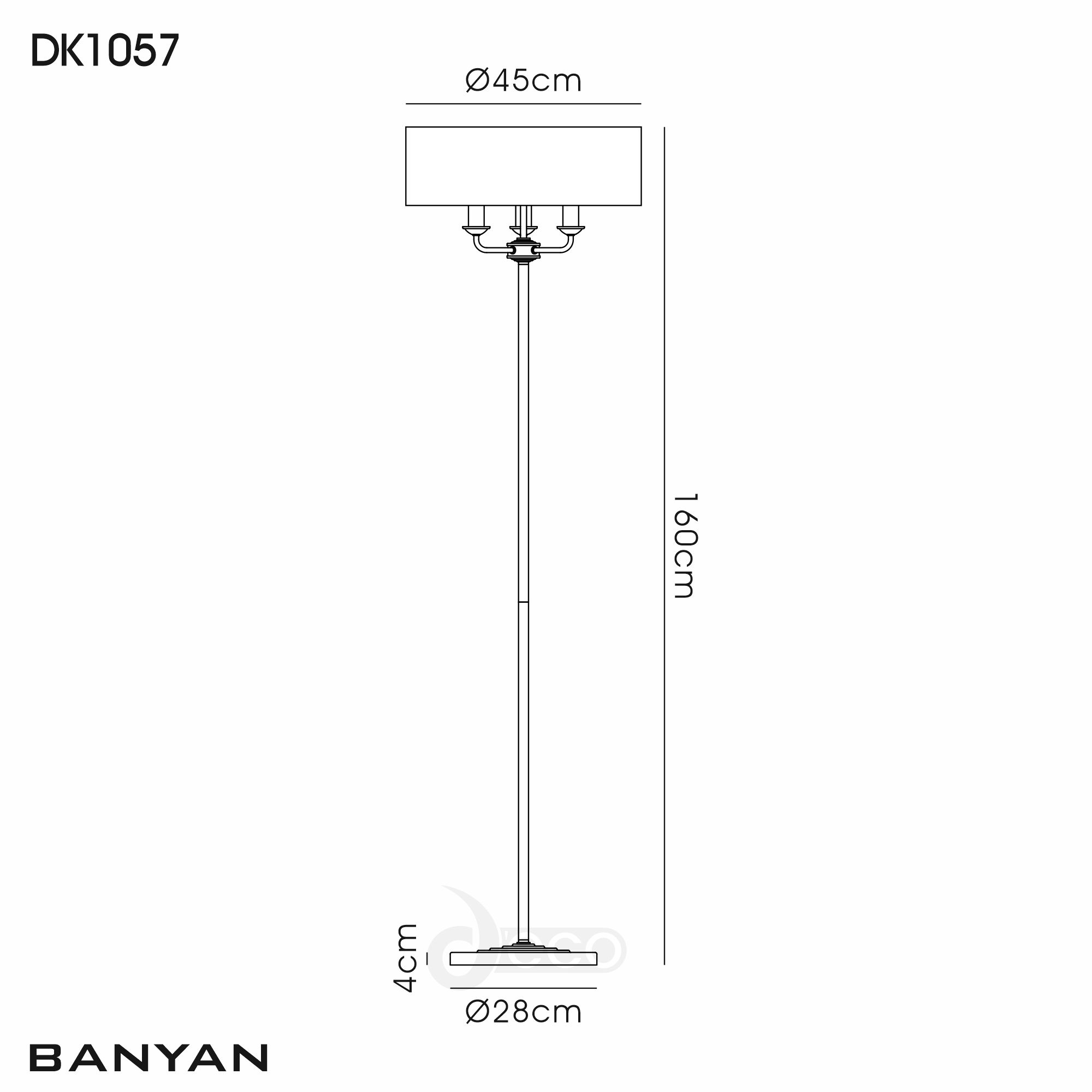 DK1057  Banyan 45cm 3 Light Floor Lamp Matt Black, Nude Beige